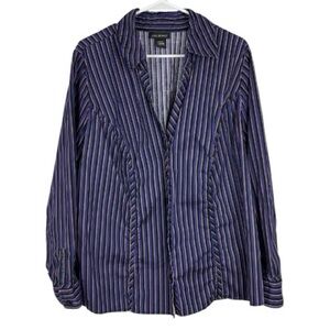 Lane Bryant Purple & Black Striped Top 97% Cotton Y2K office siren size 22/24